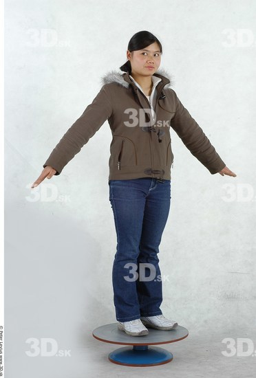 Whole Body Woman Asian Casual Slim Chubby Studio photo references