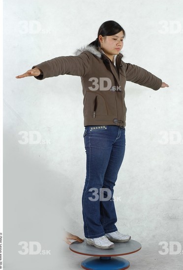 Whole Body Woman T poses Asian Casual Slim Chubby Studio photo references