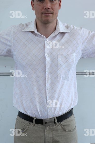 Upper Body Man White Formal Shirt Average