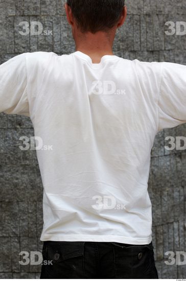Upper Body Man White Casual T shirt Average