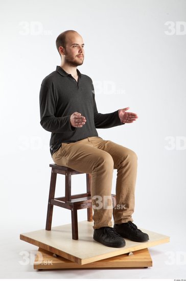 Whole Body Man Artistic poses White Casual Slim Bearded