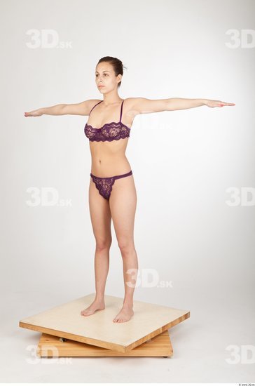 Whole Body T poses Underwear Bra Slim Studio photo references