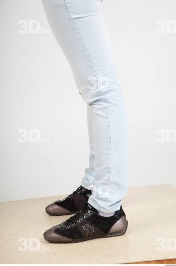 Calf Woman Casual Jeans Slim Studio photo references