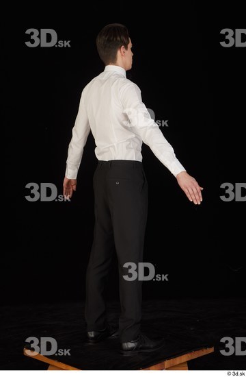 Whole Body Man White Uniform Shoes Shirt Trousers Slim Standing Studio photo references