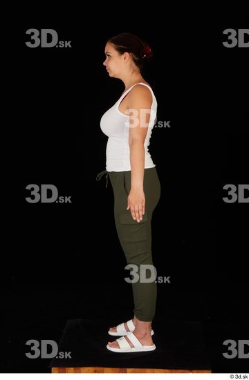 Whole Body Woman White Casual Trousers Chubby Standing Top Studio photo references