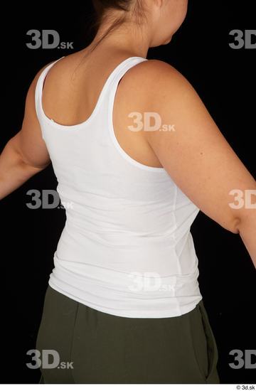 Upper Body Woman White Casual Chubby Top Studio photo references