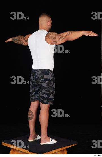 Whole Body Man T poses White Sports Shorts Muscular Standing Top Studio photo references