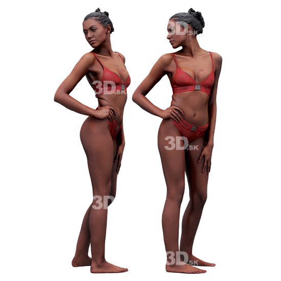 Whole Body Woman Artistic poses White Tattoo Underwear Athletic 3D Cleaned Raw Bodies