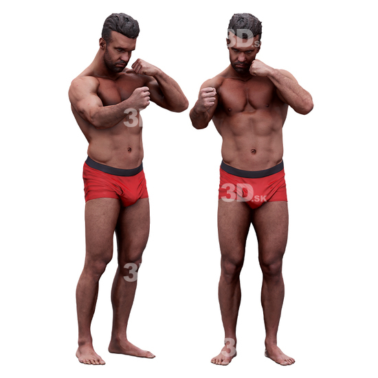 Whole Body Man White Underwear Muscular Bearded 3D Cleaned Raw Bodies
