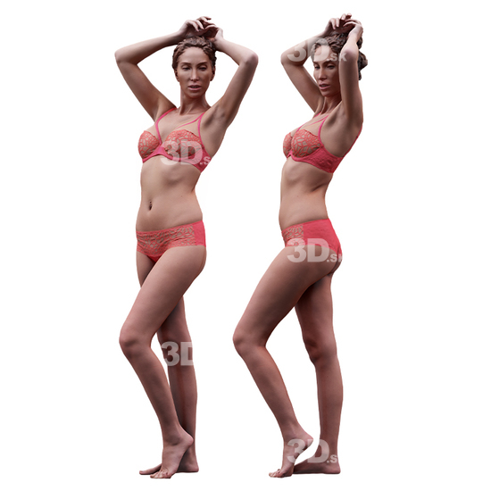 Whole Body Woman White Underwear Athletic 3D Cleaned Raw Bodies