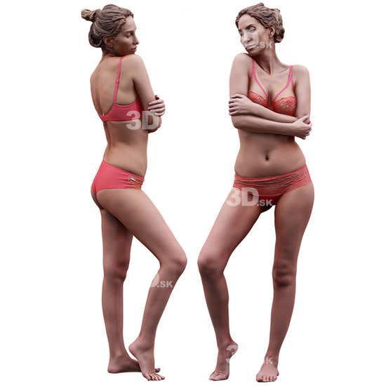 Whole Body Woman White Underwear Athletic 3D Cleaned Raw Bodies