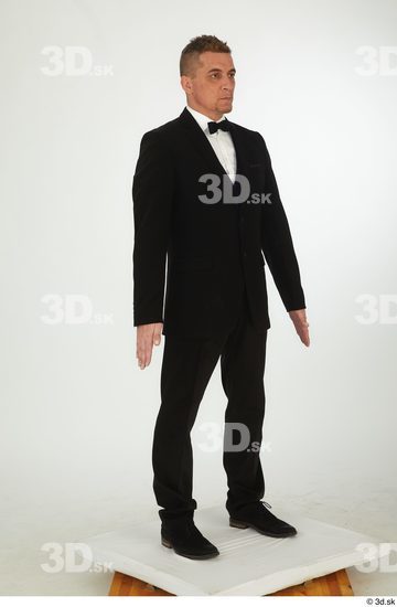 Whole Body Man White Shoes Trousers Jacket Slim Standing Studio photo references