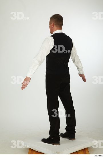 Whole Body Man White Shoes Shirt Trousers Vest Slim Standing Studio photo references