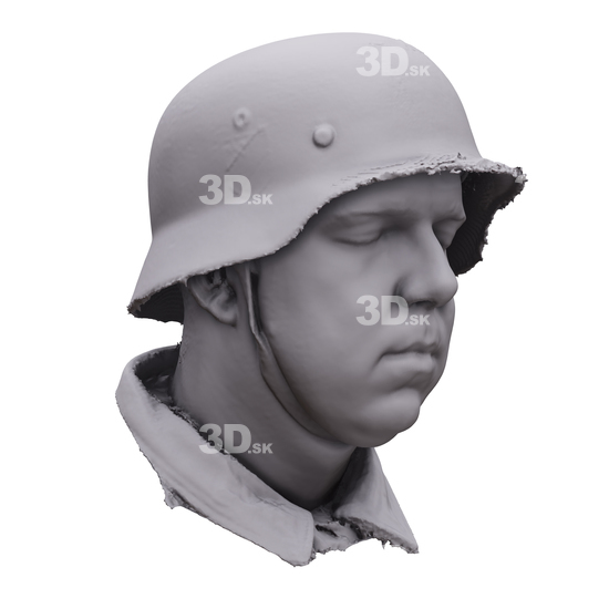 Man White Army 3D Artec Heads