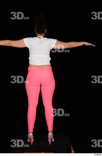 Whole Body Woman T poses White Casual Shirt Chubby Standing Leggings Studio photo references