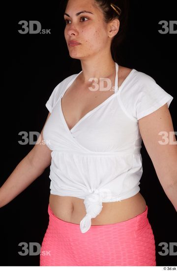 Upper Body Woman White Casual Shirt Chubby Studio photo references