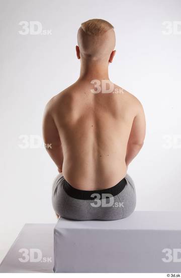 Whole Body Man White Underwear Average Sitting Studio photo references