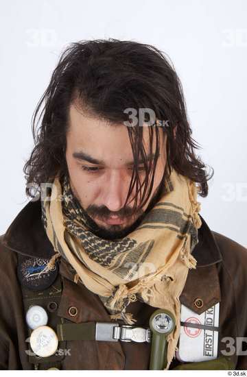 Head Hair Man White Army Athletic Scarf Street photo references
