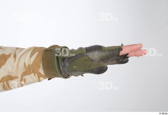 Hand Man White Army Gloves Athletic Studio photo references