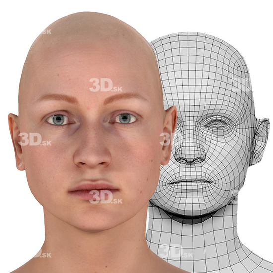 Head Woman White 3D Retopologised Heads