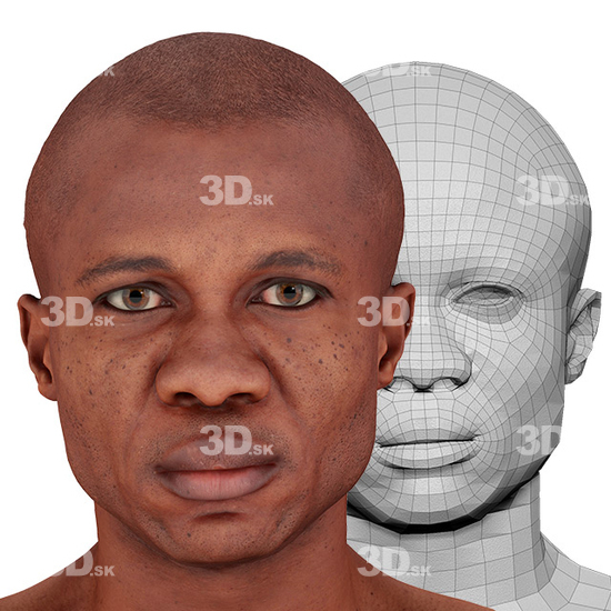 Head Man Black 3D Retopologised Heads