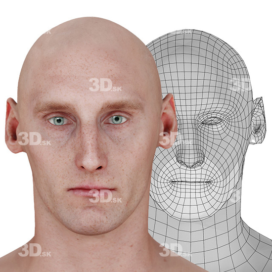 Head Man White 3D Retopologised Heads