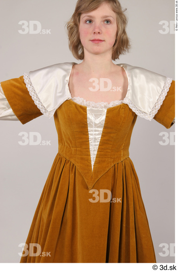 Upper Body Woman T poses White Historical Dress Costume photo references