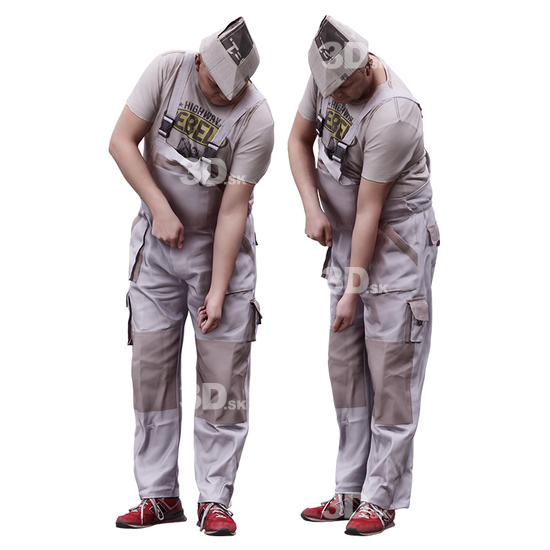 Whole Body Man White Uniform Overweight 3D Cleaned Raw Bodies