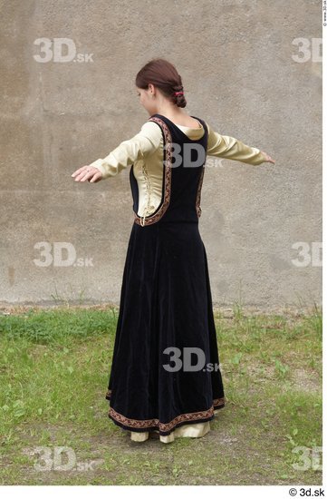 Whole Body Woman T poses White Historical Shirt Dress Costume photo references