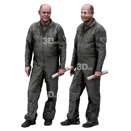 Whole Body Man White Army Overweight Bald 3D Cleaned Bodies