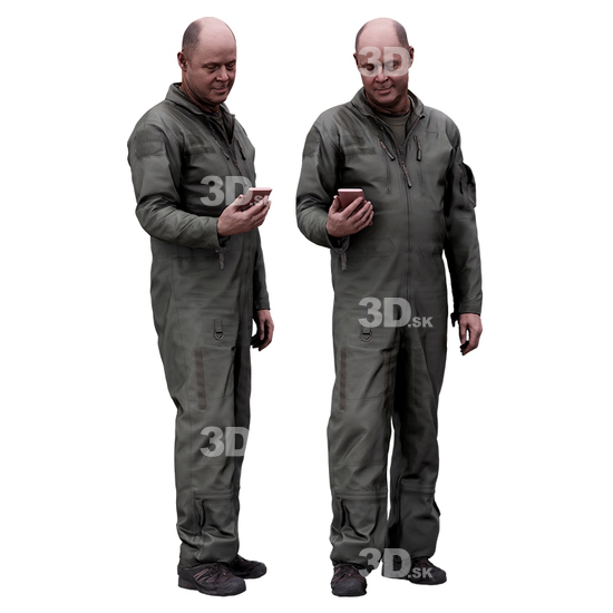 Whole Body Man White Army Overweight Bald 3D Cleaned Bodies