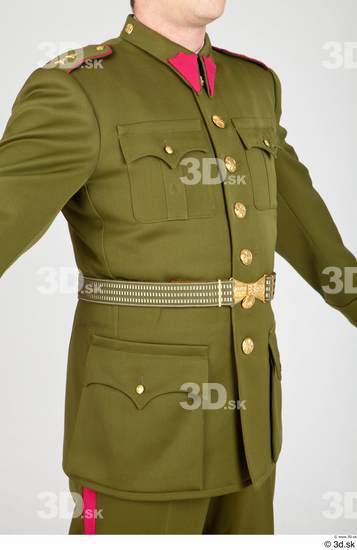 Upper Body Man White Army Belt Jacket Studio photo references
