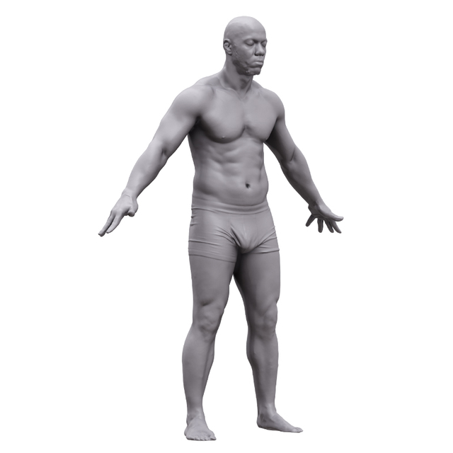 Whole Body Man Black 3D Artec Bodies
