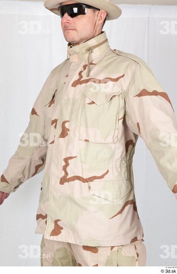 Upper Body Man White Army Jacket Studio photo references