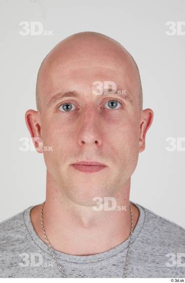 Face Head Man White Casual Slim Bald Street photo references