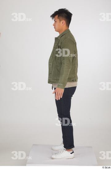 Whole Body Man Asian Casual Shirt Sweater Jeans Jacket Slim Standing Studio photo references