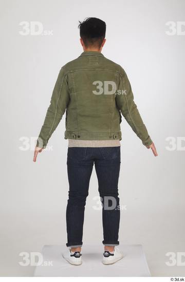 Whole Body Man Asian Casual Shirt Sweater Jeans Jacket Slim Standing Studio photo references
