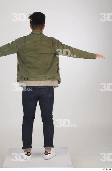 Whole Body Man T poses Asian Casual Shirt Sweater Jeans Jacket Slim Standing Studio photo references