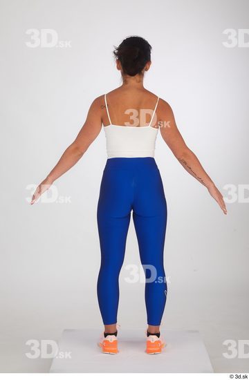 Zuzu Sweet blue leggings orange sneakers sports standing white top whole body  jpg