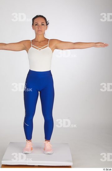 Whole Body Woman T poses Sports Slim Standing Leggings Top Studio photo references