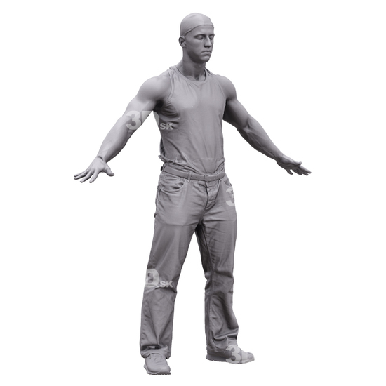 Whole Body Man White Muscular 3D Artec Bodies