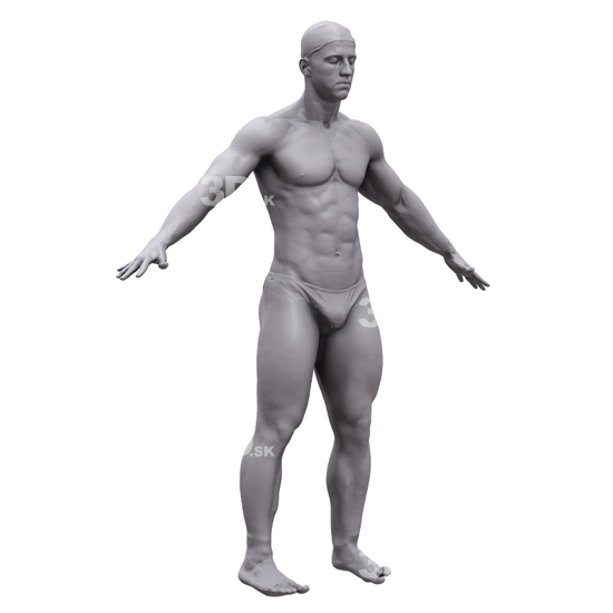 Whole Body Man White Chubby 3D Artec Bodies