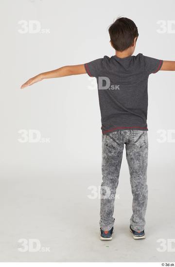 Whole Body Man T poses White Casual Slim Kid Standing Street photo references