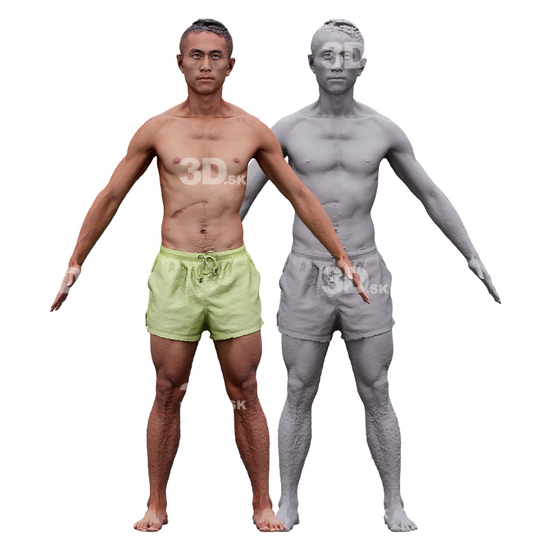 Whole Body Man Asian Underwear 3D RAW A-Pose Bodies