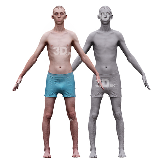 Whole Body Man White Underwear 3D RAW A-Pose Bodies