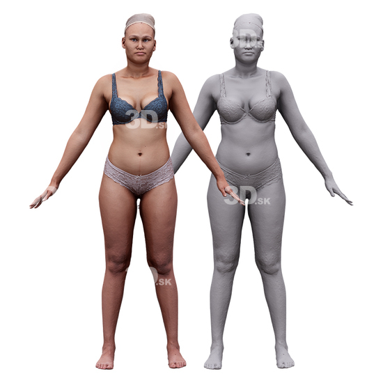 Whole Body Woman White Underwear 3D RAW A-Pose Bodies