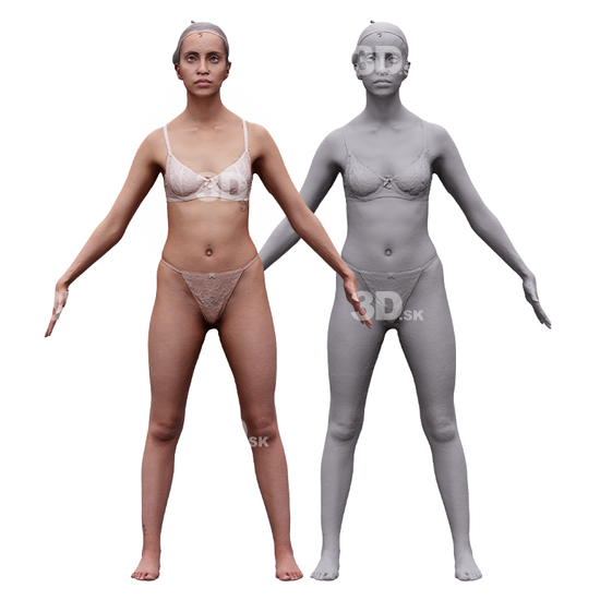 Whole Body Woman Underwear Hispanic 3D RAW A-Pose Bodies