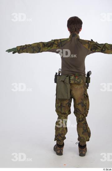 Whole Body Man T poses White Army Uniform Slim Standing Street photo references