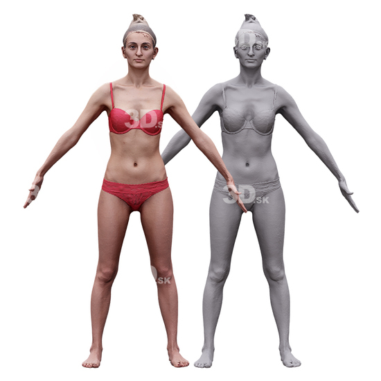 Whole Body Woman White Underwear 3D RAW A-Pose Bodies