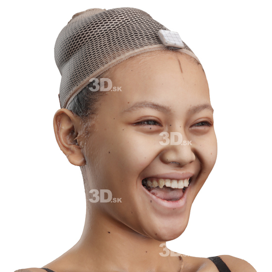 Head Woman Asian 3D Phonemes And Emotions